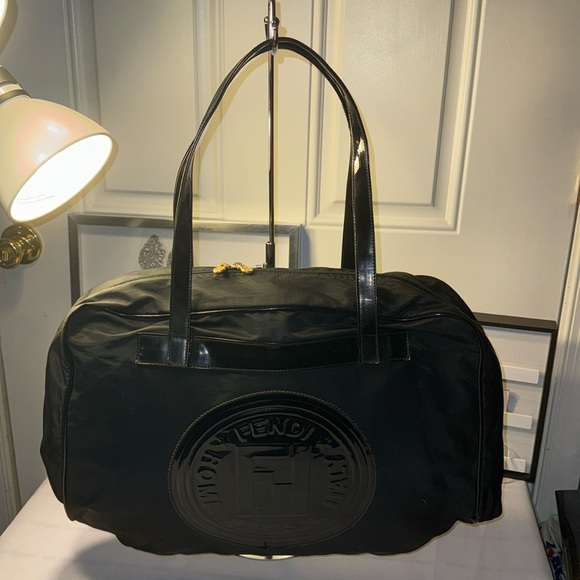 Fendi Patent-Trimmed Nylon Shoulder Bag GUC - Picture 3 of 13